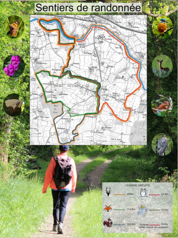 Sentiers de randonnée, description ci-contre